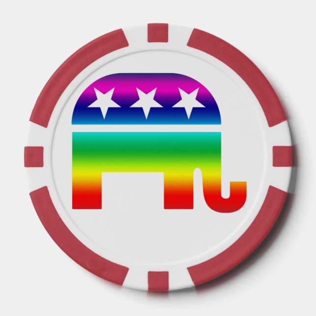 Republican Original Elephant Rainbow Poker Chips (Front)