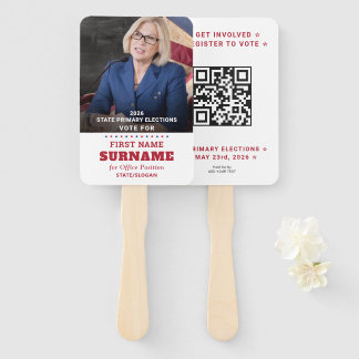 Republican Party Campaign Personalized QR & Photo Hand Fan