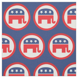 Republican Party Elephant   Red, White & Blue Fabric