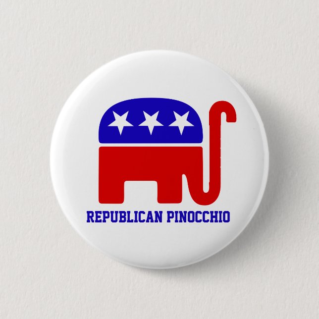 REPUBLICAN Party Liars PINOCCHIO button  (Front)