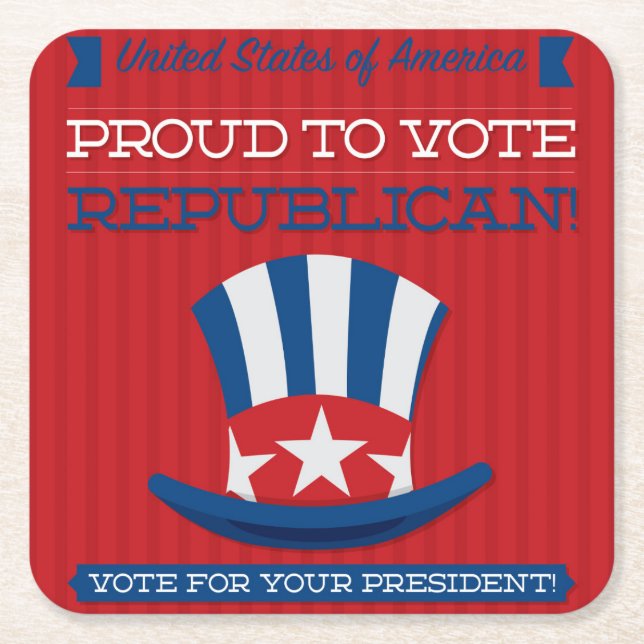 Republican Square Paper Coaster (Front)