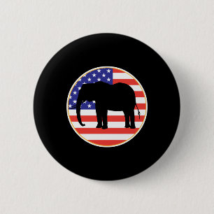 republican symbol elephant design 6 cm round badge