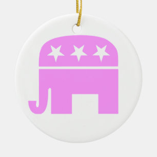 Republican Women Pink GOP Symbol Elephant Ceramic Tree Decoration
