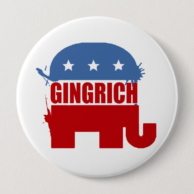 Republicans for Gingrich 10 Cm Round Badge (Front)