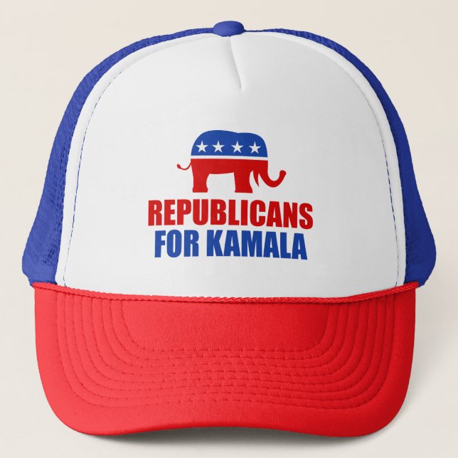 Republicans for Kamala Harris Elephant Trucker Hat (Front)