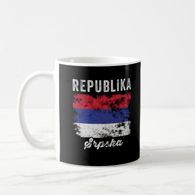 Republika Srpska Flag Distressed Coffee Mug (Left)