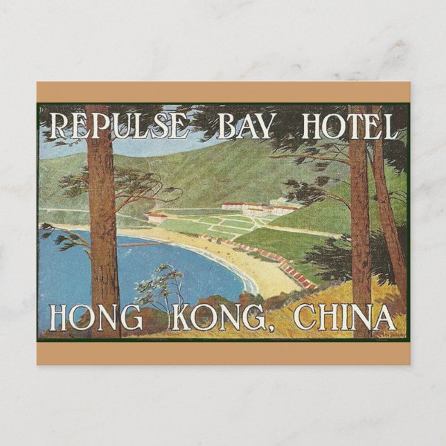 Repulse Bay Hotel Hong Kong, China Deco Label Art Postcard (Front)