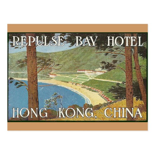 Repulse Bay Hotel Hong Kong, China Deco Label Art Postcard