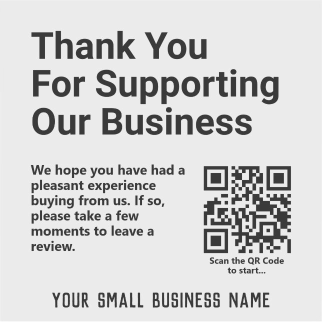 Request that Customers Leave a Review QR Code (Front)