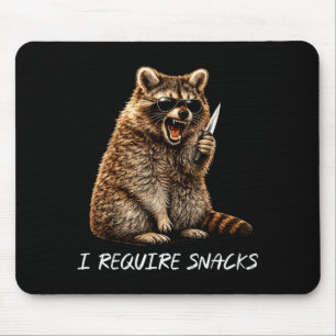 Require snacks racoon funny animal meme men women mouse pad