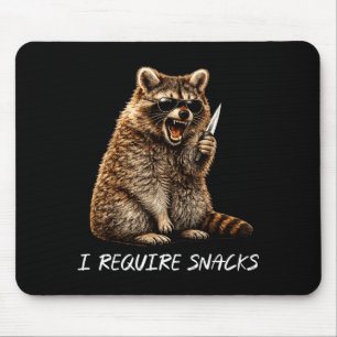Require snacks racoon funny animal meme men women mouse pad