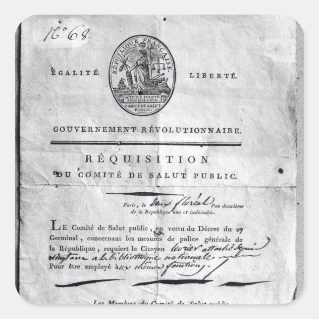 Requisition of the Committee of Public Square Sticker (Front)