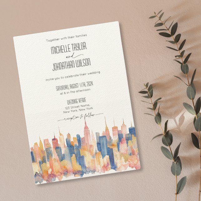 Rero New York City Destination Wedding Watercolor Invitation (Creator Uploaded)
