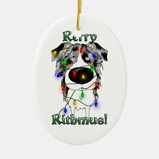 Rerry Rithmus - Australian Shepherd Ceramic Ornament (Front)