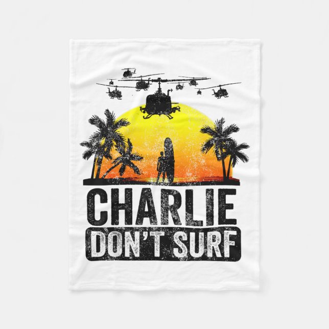 Rertro Vintage Charlie Dont Surf  Fleece Blanket (Front)