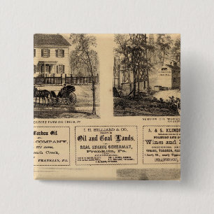 Res, oil works, bldg, Oil Creek, Rouseville 15 Cm Square Badge