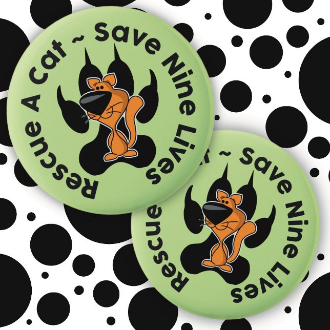 Rescue A Cat Standard, 2¼ Inch Round Button (Creator Uploaded)