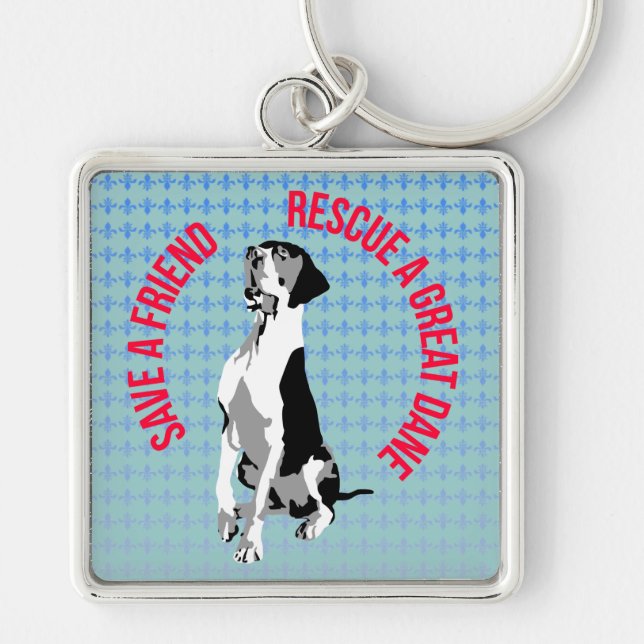 Rescue a Great Dane Key Ring (Front)