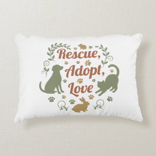 Rescue, Adopt, Love Decorative Cushion