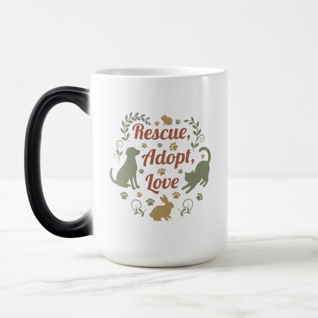 Rescue, Adopt, Love Magic Mug (Left)