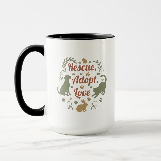 Rescue, Adopt, Love Mug (Left)