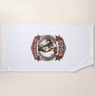 Rescue All Dogs Dog Floral Wreath Ribbon_1 Beach Towel