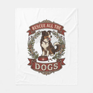 Rescue All Dogs Dog Floral Wreath Ribbon_1 Fleece Blanket