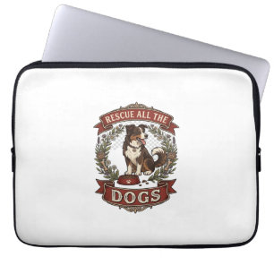 Rescue All Dogs Dog Floral Wreath Ribbon_1 Laptop Sleeve