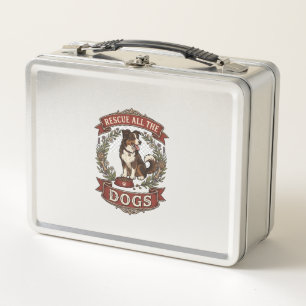 Rescue All Dogs Dog Floral Wreath Ribbon_1 Metal Lunch Box