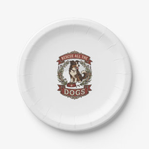 Rescue All Dogs Dog Floral Wreath Ribbon_1 Paper Plate