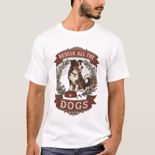 Rescue All Dogs Dog Floral Wreath Ribbon_1 T-Shirt