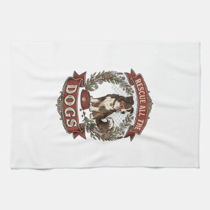 Rescue All Dogs Dog Floral Wreath Ribbon_1 Tea Towel