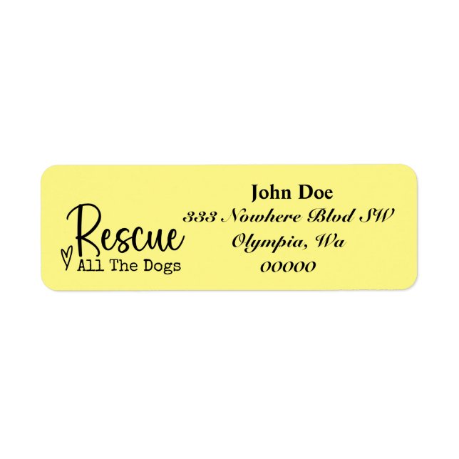 Rescue All Dogs Pet Rescue Return Address Labels (Front)