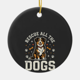 Rescue All The Dogs Vintage Dog Ceramic Ornament