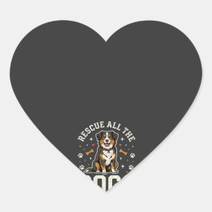 Rescue All The Dogs Vintage Dog Heart Sticker