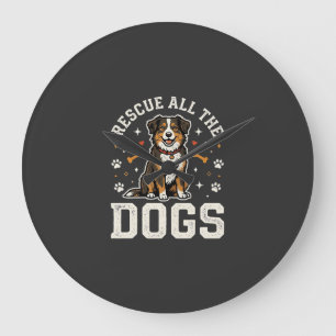 Rescue All The Dogs Vintage Dog Large Clock