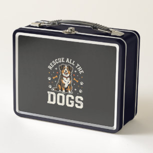 Rescue All The Dogs Vintage Dog Metal Lunch Box