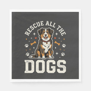 Rescue All The Dogs Vintage Dog Napkin