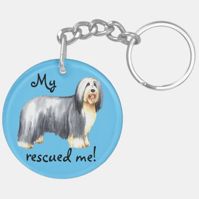 Rescue Bearded Collie Key Ring (Back Left)