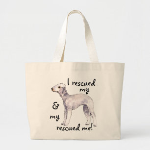 Rescue Bedlington Terrier Large Tote Bag