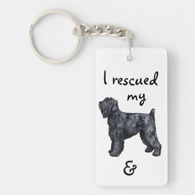 Rescue Black Russian Terrier Key Ring (Front)