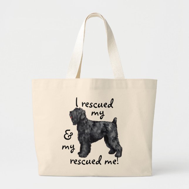 Rescue Black Russian Terrier Large Tote Bag (Front)