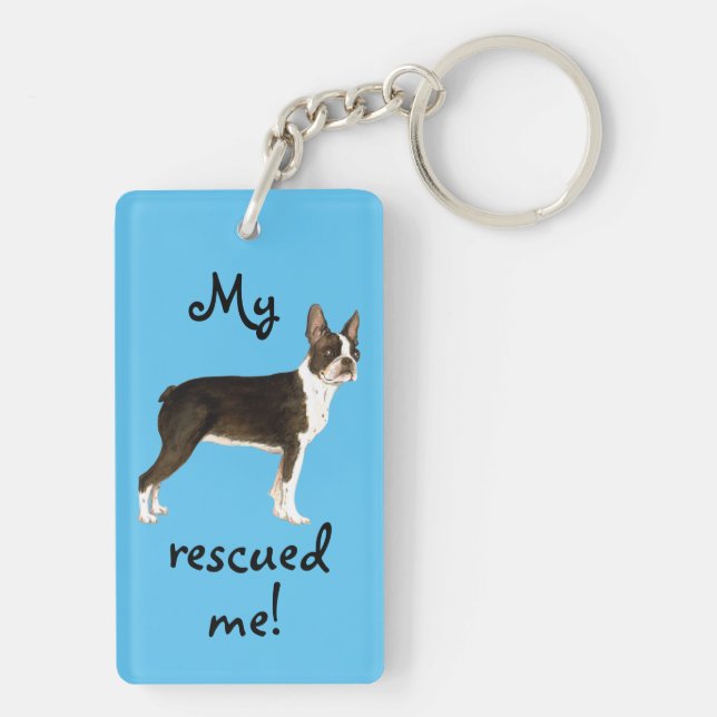 Rescue Boston Terrier Keychain (Back)