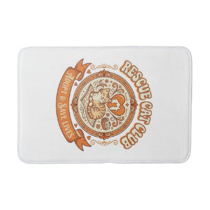 Rescue Cat Club Cat Rescue Adoption Vintage Vector Bath Mat