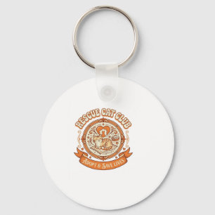 Rescue Cat Club Cat Rescue Adoption Vintage Vector Key Ring