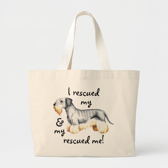Rescue Cesky Terrier Large Tote Bag (Front)