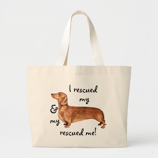 Rescue Dachshund Large Tote Bag (Front)