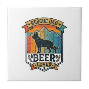 Rescue Dad Beer Lover Dog Vintage Sunset_1 Ceramic Tile