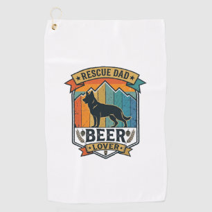 Rescue Dad Beer Lover Dog Vintage Sunset_1 Golf Towel