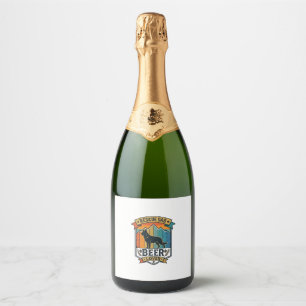 Rescue Dad Beer Lover Dog Vintage Sunset_1 Sparkling Wine Label